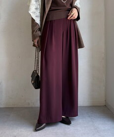 DouDou 【累計販売数3万枚突破/20色4サイズ展開!】タックワイドパンツ ドゥドゥ パンツ その他のパンツ グレー ブラウン カーキグリーン ワインレッド ピンク パープル ブラック イエロー ベージュ ホワイト ネイビー ブルー【送料無料】