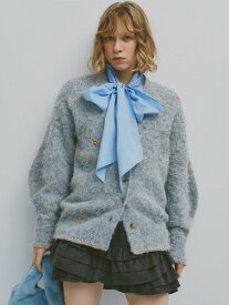 【SALE／30%OFF】FURFUR スターモチーフ刺繍カーディガン ファーファー トップス ニット ネイビー ピンク グレー【送料無料】