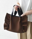 《追加予約》フリル ギャザー コンビ トート バッグ