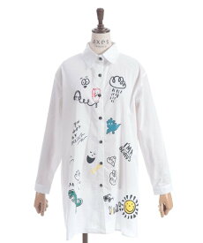 【SALE／50%OFF】axes femme プリントブラウス アクシーズファム トップス シャツ・ブラウス ホワイト