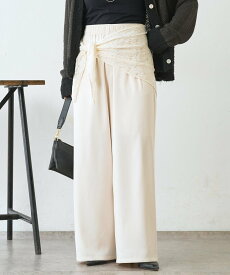 【SALE／55%OFF】Jena espace merveilleux 【マルチに使えるレーススカーフ付き】ワイドパンツ ジェナエスパスメルヴェイユ パンツ その他のパンツ ホワイト ベージュ【送料無料】