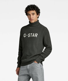 【SALE／50%OFF】G-Star RAW 【公式ショップ】STENCIL GR TURTLE KNIT/ロゴデザインタートルセーター ジースターロゥ トップス ニット グリーン【送料無料】