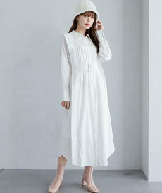 【SALE／30%OFF】LADYMADE スクエアショルダーピンタックシャツワンピース レディメイド ワンピース・ドレス シャツワンピース グレー ホワイト【送料無料】