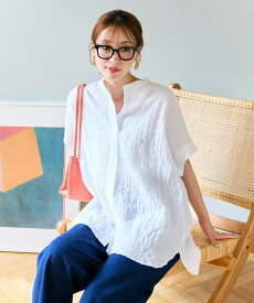 【SALE／5%OFF】FREAK'S STORE ナチュラル ポコポコ フレンチスリーブ ブラウス【限定展開】 25SS フリークスストア トップス シャツ・ブラウス パープル ブラック ブルー ホワイト【送料無料】