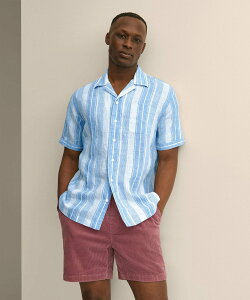 BROOKS BROTHERS �A�C���b�V�����l�� �X�g���C�v �L�����v�V���c Regular Fit �u���b�N�X �u���U�[�Y �g�b�v�X �V���c�E�u���E�X �z���C�g�y���������z