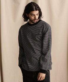 【SALE／20%OFF】Schott 直営限定/BLIND STRIPE LS T-SHIRT/ブラインドストライプ ロングTシャツ ショット トップス カットソー・Tシャツ ブラック ブラウン【送料無料】