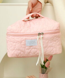 florist 大容量/持ち手付き/フラワーキルトふっくらメイクポーチ/トラベルポーチ フローリスト 財布・ポーチ・ケース ポーチ ピンク イエロー ホワイト グリーン ブルー