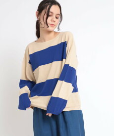 【SALE／33%OFF】RNA-N K2577 コットンリネンビッグボーダーニットプルオーバー アールエヌエーエヌ トップス ニット グレー ベージュ ブルー【送料無料】