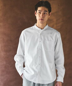 【SALE／40%OFF】UNITED ARROWS green label relaxing オックスフォード バンドカラー シャツ -防シワ- ユナイテッドアローズ グリーンレーベルリラクシング トップス シャツ・ブラウス グレー ホワイト【送料無料】