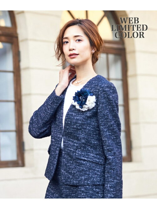 Any Fam グログラン ツイードジャージー Vネックジャケット Rakuten Fashion 楽天ファッション 旧楽天ブランドアベニュー Q
