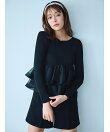 【洗える】ラッフルペプラムニットプルオーバー