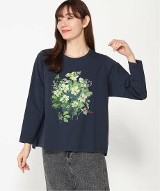 SUPER HAKKA シルケット天竺アンティークフラワープリント+ロゴ刺繍ロングスリーブTシャツ ハッカ トップス カットソー・Tシャツ イエロー グリーン ネイビー【送料無料】