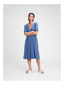 【SALE／50%OFF】GAP (W)3/4袖 ミディ ワンピース ギャップ ワンピース・ドレス ワンピース ブルー ブラック