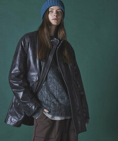【SALE／40%OFF】MAISON SPECIAL Buffalo Crack Leather Dress-Over Short Mods Coat メゾンスペシャル ジャケット・アウター モッズコート ブラック【送料無料】