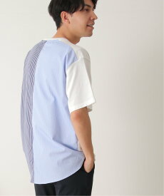 【SALE／15%OFF】ikka ストライプブロード切り替えTシャツ イッカ トップス カットソー・Tシャツ ホワイト ネイビー