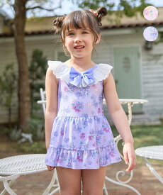 【SALE／30%OFF】ANY KIDS 花柄×レース ワンピース水着 エニィ 水着・スイムグッズ 水着 ピンク パープル