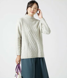 【SALE／40%OFF】NEWYORKER WOMEN L-SIZE 【L】ウールナイロン ケーブル柄ニットプルオーバー ニューヨーカー エルサイズ トップス ニット ブルー イエロー グレー【送料無料】