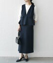 SHIPS any SHIPS any:＜洗濯機可能＞ダブルクロス Vネック ペプラム ワンピース[NAVY BLUE] シップス ワンピース・ド…