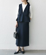 SHIPS any ＜洗濯機可能＞ダブルクロス Vネック ペプラム ワンピース[NAVY BLUE] シップス ワンピース・…