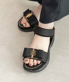 RANDA モノグラムリボンスポーツサンダル ランダ シューズ・靴 サンダル ブラック ベージュ ホワイト【送料無料】