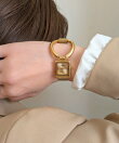 styiro/ リングトップスクエアウォッチ / レディース腕時計 メッシュベルト 小さめ 上品 ゴールド シルバー