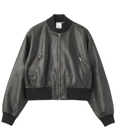 【SALE／30%OFF】X-girl DISTRESSED FAUX LEATHER COMPACT BLOUSON エックスガール ジャケット・アウター その他のジャケット・アウター ブラック ブラウン【送料無料】