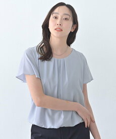 UNTITLED 【透けにくい/スーツインナー】パウダリータックブラウス アンタイトル トップス シャツ・ブラウス ホワイト ピンク グレー ブルー ネイビー【送料無料】