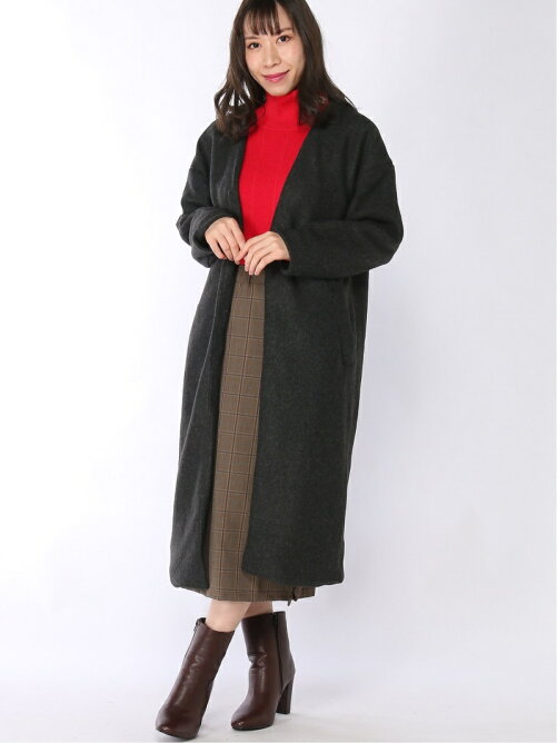 Lilou De Chouchou フェイクウールノーカラーコート Rakuten