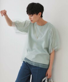 【SALE／40%OFF】OPAQUE.CLIP チュールレイヤードトップス【洗濯機洗い可】 オペークドットクリップ トップス カットソー・Tシャツ ホワイト ブルー ブラック