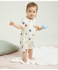 PETIT BATEAU プリントショートロンパース プチバトー マタニティウェア・ベビー用品 ロンパース・カバーオール【送料無料】