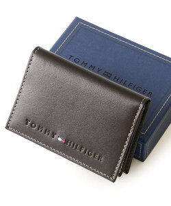 【SALE/4%OFF】ADPOSION ADPOSION/(M)【TOMMY HILFIGER / トミーヒルフィガー】ワンポイント レザー名刺入れ / カードケース テットオム 財布・ポーチ・ケース 名刺入れ・カードケース ブラック ブラウ