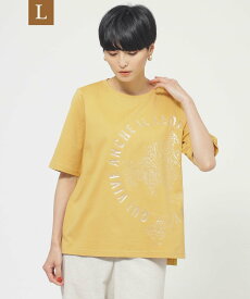 EVEX by KRIZIA 【ウォッシャブル】ラウンドロゴプリントプルオーバーカットソー サンヨー エルサイズ トップス カットソー・Tシャツ イエロー グレー ブラック ピンク【送料無料】