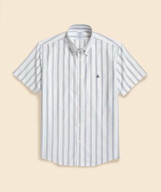 【SALE／20%OFF】BROOKS BROTHERS ストレッチオックスフォード GFロゴ ショートスリーブ カジュアルシャツ Regular Fit ブルックス ブラザーズ トップス シャツ・ブラウス ネイビー ブルー ホワイト【送料無料】