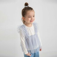 branshes チュールレイヤード風長袖Tシャツ ブランシェス トップス カットソー・Tシャツ ブルー グレー