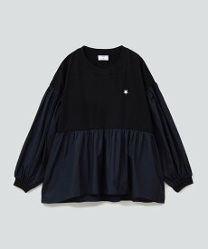 CONVERSE TOKYO WOMEN ギャザードッキングTシャツ コンバーストウキョウ トップス カットソー・Tシャツ ネイビー ホワイト グレー ブラック【送料無料】