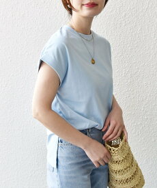 SHIPS WOMEN 《一部予約》* オーガニックコットン フレンチスリーブ スリット TEE 24SS ◆ シップス トップス カットソー・Tシャツ ホワイト グレー ブラック ピンク ブルー