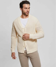 GUESS (M)LS Mesh Stitch Derek Cardigan ゲス トップス カーディガン ネイビー ホワイト【送料無料】