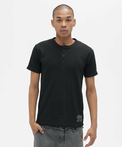 AVIREX MINI WAFFLE HENRY NECK T-SHIRT STENCIL �A���B���b�N�X �g�b�v�X �J�b�g�\�[�ET�V���c �z���C�g �O���[ �u���b�N�y���������z