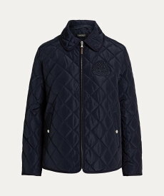 LAUREN RALPH LAUREN クレストパッチ ツイルトリム キルテッド ジャケット ラルフローレン ジャケット・アウター ダウンジャケット・ダウンベスト ネイビー【送料無料】