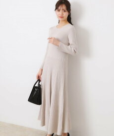 【SALE／70%OFF】Couture Brooch 【上品な落ち感・美シルエット】アイレットリブデザインニットワンピース クチュールブローチ ワンピース・ドレス その他のワンピース・ドレス ピンク ネイビー