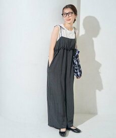 【SALE／25%OFF】FREAK'S STORE ワッシャー 加工 フリル ボリューム サロペット【限定展開】 25SS フリークスストア オールインワン・オーバーオール オールインワン・つなぎ グリーン ネイビー ブラック ブラウン【送料無料】