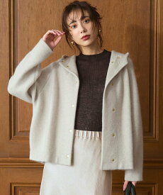 23区 S 【VERY掲載】ラクーンブレンドダブルフェイス ニット フーディー ニジュウサンク トップス カーディガン グレー ホワイト ベージュ【送料無料】