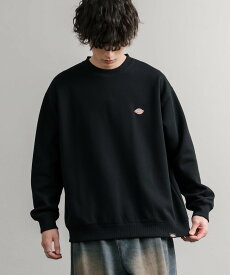 Rocky Monroe Dickies 裏起毛ワンポイントロゴワッペンクルーネック長袖スウェットトレーナー ロッキーモンロー トップス スウェット・トレーナー ブラウン ネイビー ブラック【送料無料】