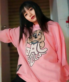 GALLIS ADDICTION 【GALFY×GALLIS ADDICTION】わんわんはーとスウェット(WOMENS) ジャックローズ トップス スウェット・トレーナー ブラック ホワイト ピンク【送料無料】