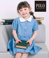 SLAP SLIP 【POLO BCS(ポロ・ビーシーエス)*SLAP SLIPコラボ】リボン付きデニムストライプシャツワンピー…