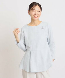 【SALE／30%OFF】grove 【Domani公式サイト掲載】ハレの日もお仕事にも!ツイードペプラムブラウス グローブ トップス シャツ・ブラウス ベージュ ブルー ネイビー【送料無料】