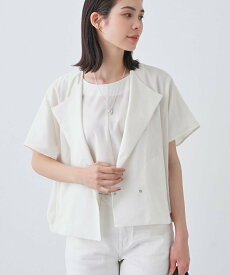 【SALE／68%OFF】INDIVI 春SALE!【通気性◎撥水/接触冷感/UVケア】フレンチスリーブ ブラウスライクジャケット インディヴィ ジャケット・アウター テーラードジャケット・ブレザー ネイビー ブラウン ホワイト【送料無料】