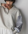 ストライプスリーブハーフジッププルオーバー≪手洗い可能≫
