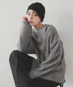 �ySALE�^30%OFF�zLIAN �A���T���u����V�l�b�N�j�b�g�v���I�[�o�[ ���A�� �g�b�v�X �j�b�g �z���C�g �u���b�N �O���[ �u���E���y���������z