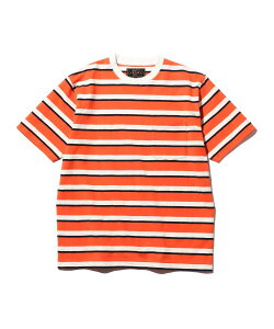 �ySALE�^50%OFF�zBEAMS PLUS Pocket Tee Stripe �r�[���X �A�E�g���b�g �g�b�v�X �J�b�g�\�[�ET�V���c �I�����W �z���C�g �l�C�r�[�y���������z